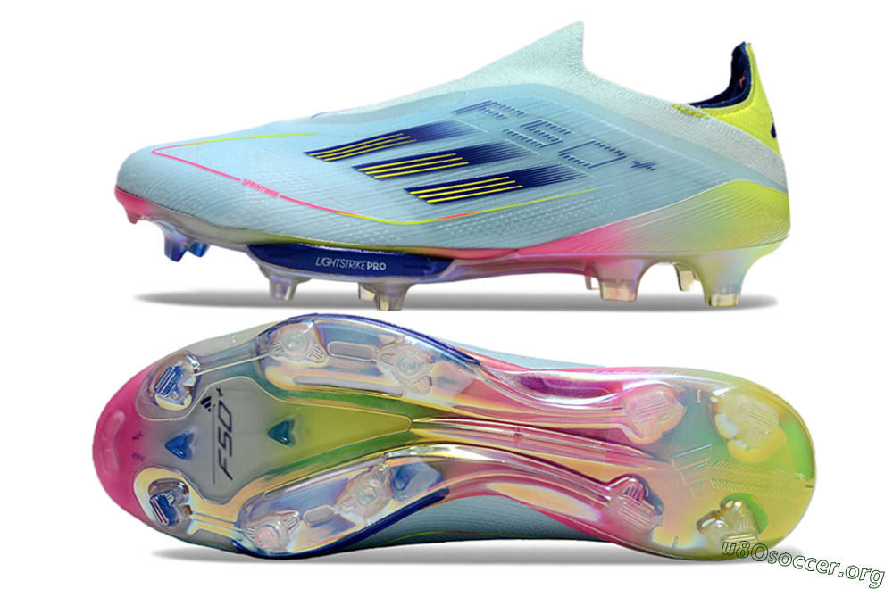 Adidas F50+ Lightstrike Elite Laceless FG Football Boots - Blue/Yellow/Pink 1