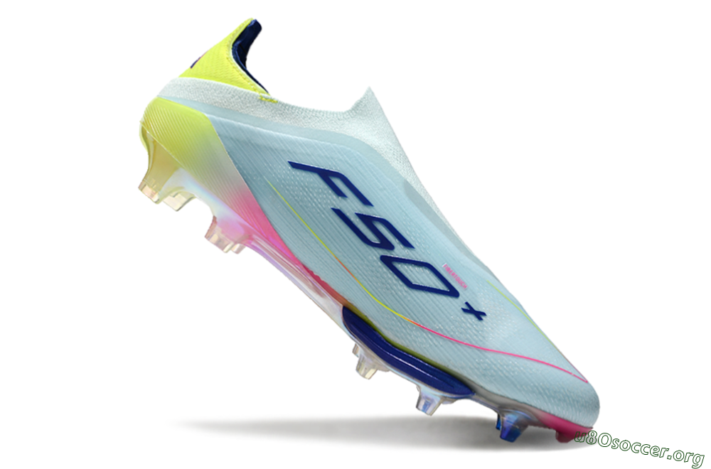 Adidas F50+ Lightstrike Elite Laceless FG Football Boots - Blue/Yellow/Pink 4