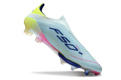 Adidas F50+ Lightstrike Elite Laceless FG Football Boots - Blue/Yellow/Pink
