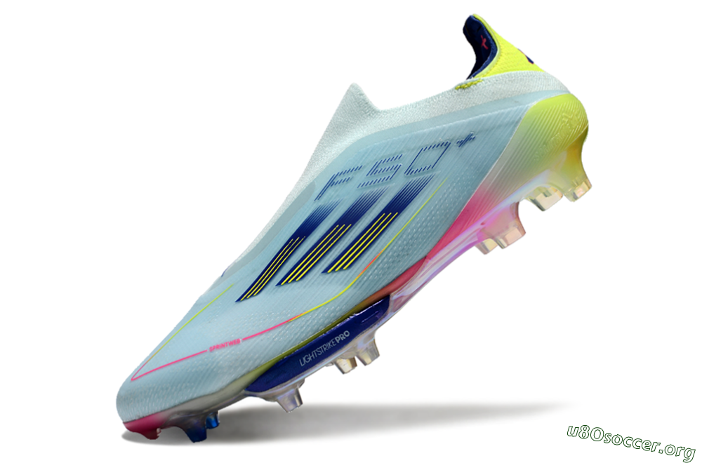 Adidas F50+ Lightstrike Elite Laceless FG Football Boots - Blue/Yellow/Pink 5