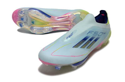 Adidas F50+ Lightstrike Elite Laceless FG Football Boots - Blue/Yellow/Pink