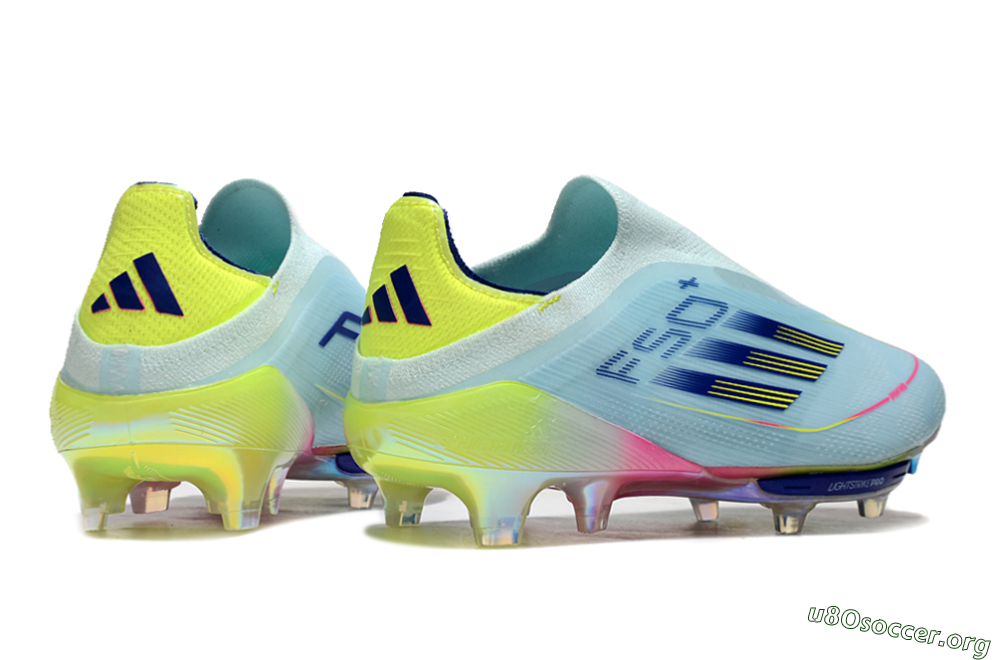 Adidas F50+ Lightstrike Elite Laceless FG Football Boots - Blue/Yellow/Pink 6