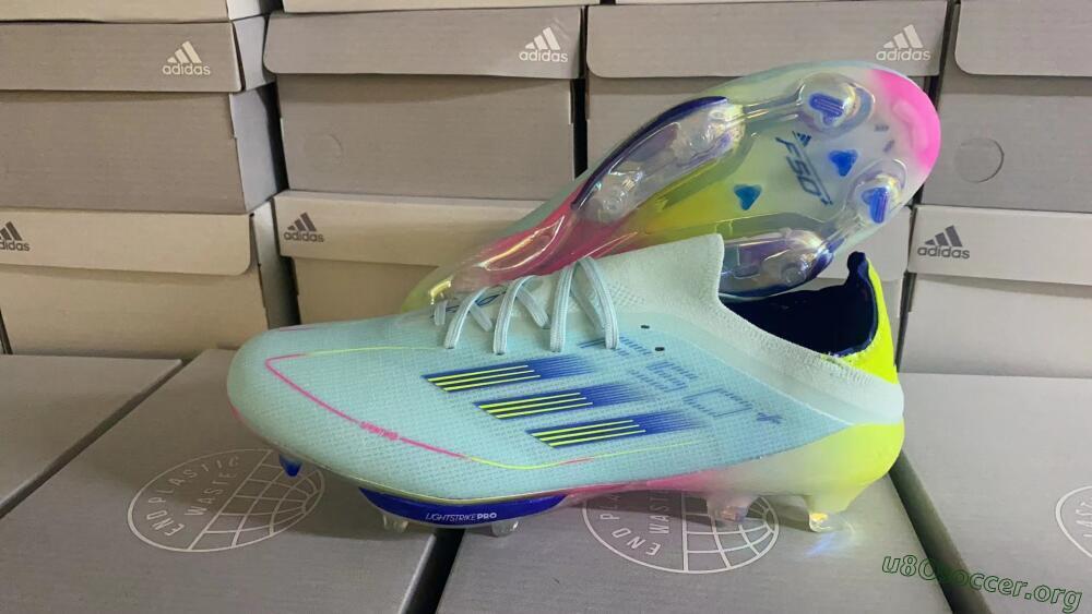 Adidas F50+ Lightstrike Elite FG Football Boots - Blue/Yellow/Pink