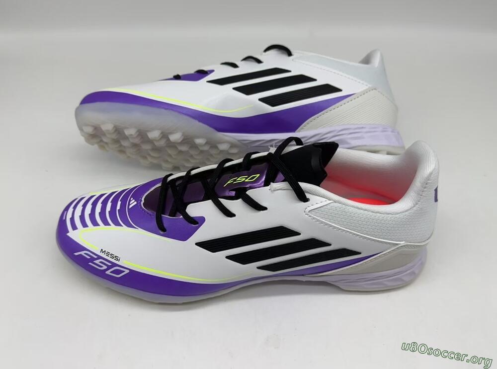 Adidas x Messi F50 Pro TF Football Shoes - White/Purple/Black