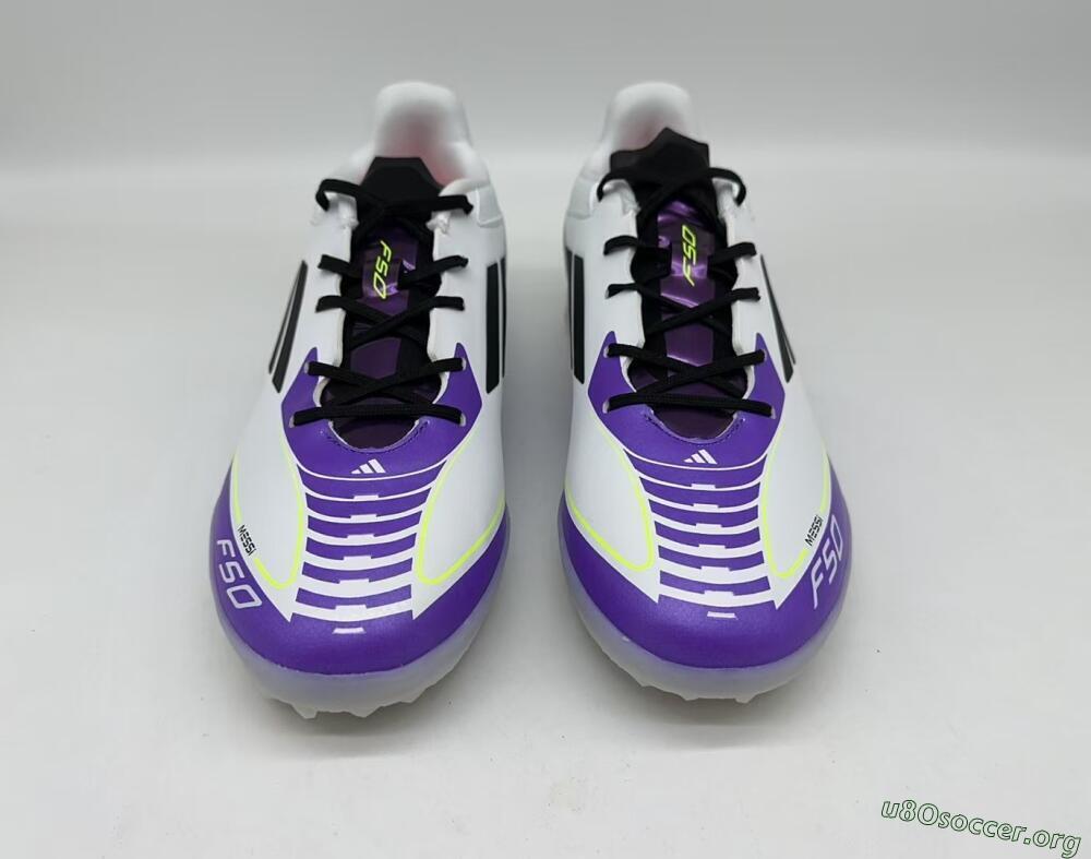 Adidas x Messi F50 Pro TF Football Shoes - White/Purple/Black