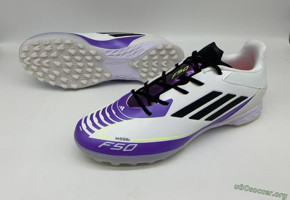 Adidas x Messi F50 Pro TF Football Shoes - White/Purple/Black