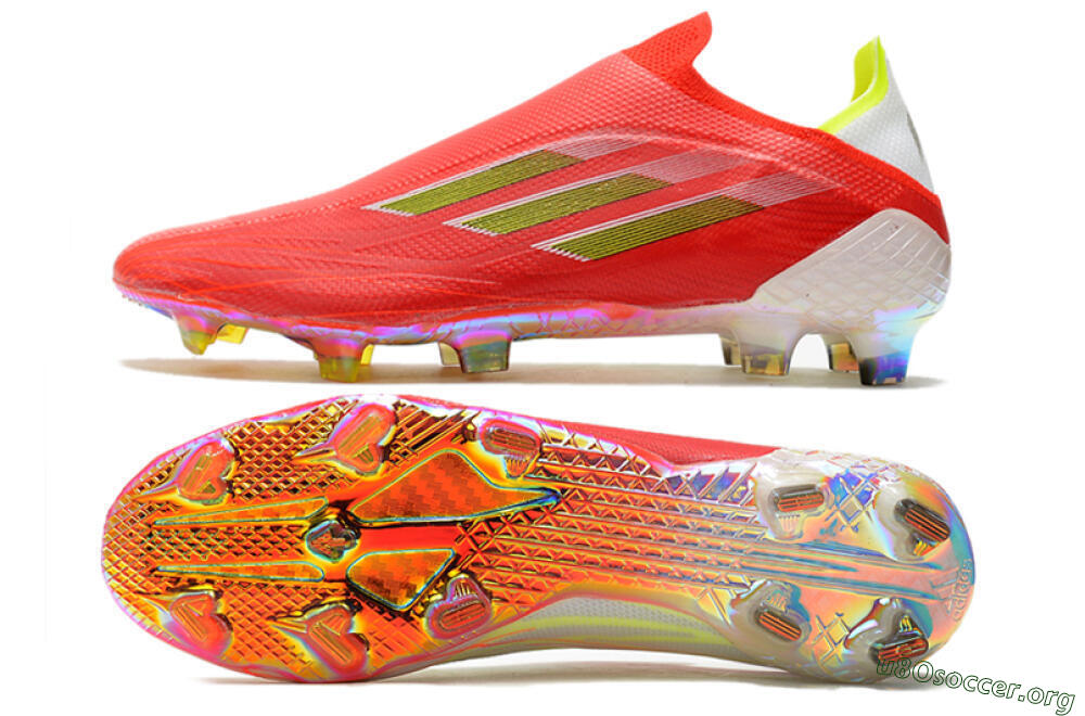 Adidas X Speedflow+ Laceless FG Football Boots - Red/Yellow/Gold 1