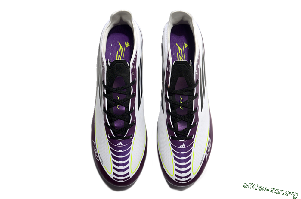 Messi x Adidas F50 Elite MG Football Boots - White/Black/Purple 5