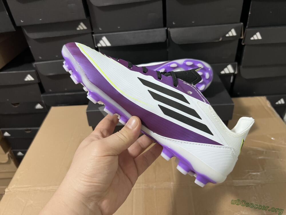 Messi x Adidas F50 Elite MG Football Boots - White/Black/Purple