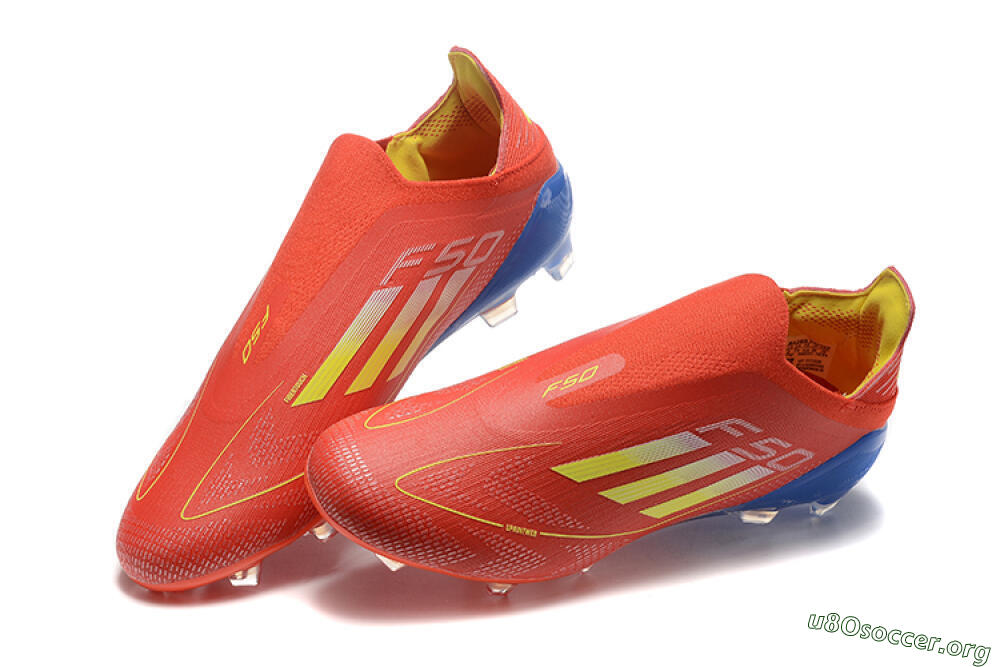 Adidas F50 Elite Laceless FG Football Boots - Red/Yellow/Blue 6