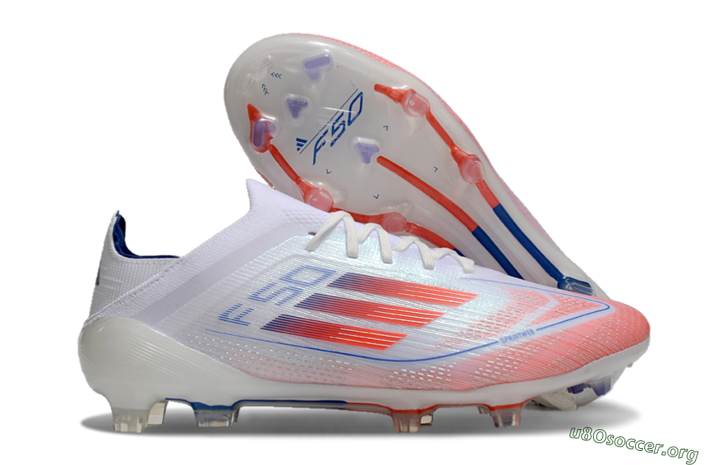 Adidas F50 Elite FG Football Boots - White/Red/Blue 2