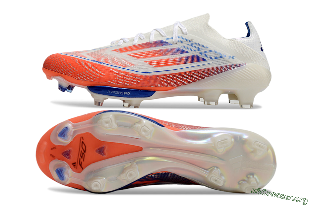 Adidas F50+ Lightstrike Pro FG Football Boots - White/Red/Blue 1