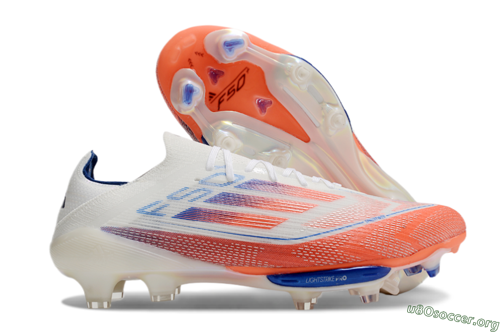 Adidas F50+ Lightstrike Pro FG Football Boots - White/Red/Blue 2