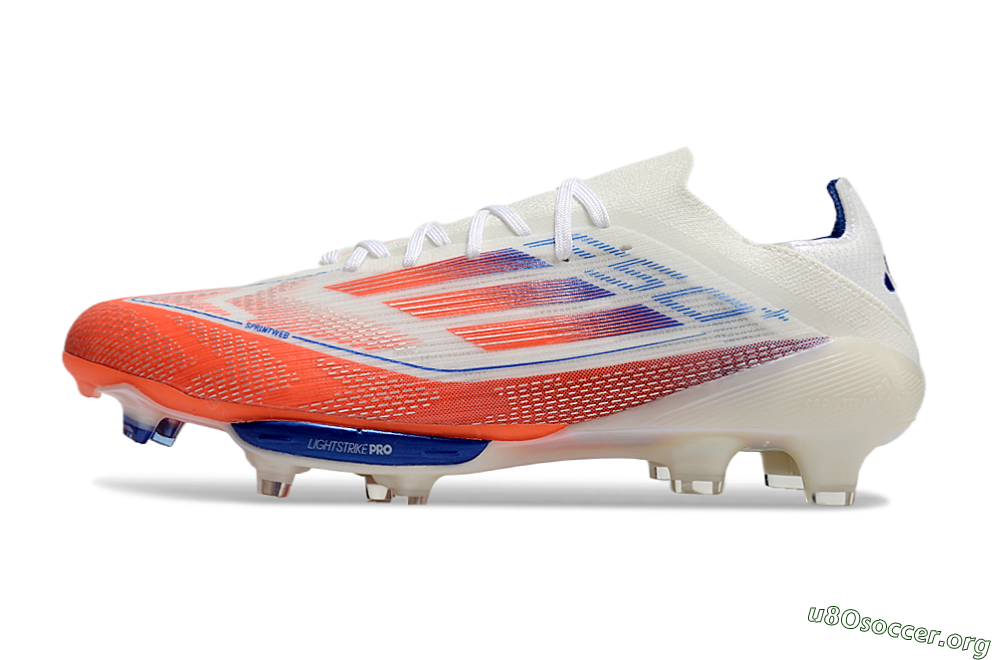 Adidas F50+ Lightstrike Pro FG Football Boots - White/Red/Blue 3