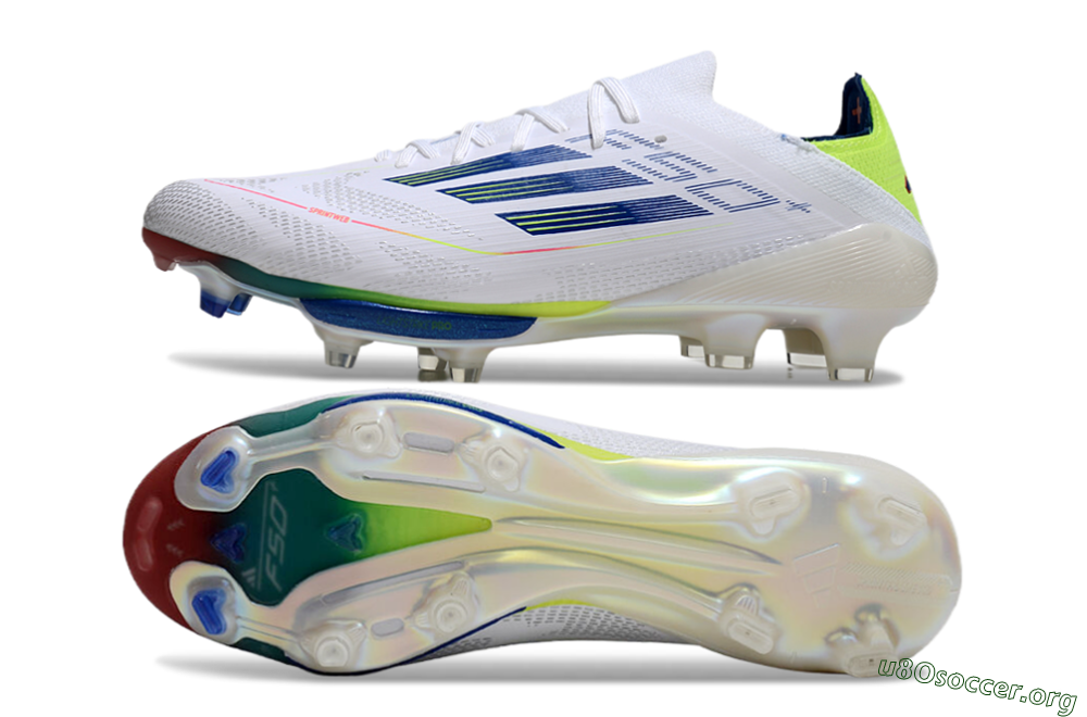 Adidas F50+ Lightstrike Pro FG Football Boots - White/Blue/Yellow 1