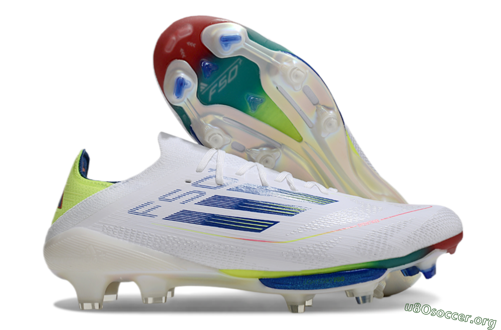 Adidas F50+ Lightstrike Pro FG Football Boots - White/Blue/Yellow 2