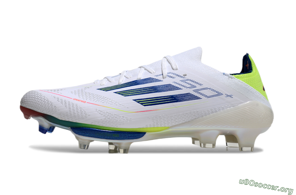 Adidas F50+ Lightstrike Pro FG Football Boots - White/Blue/Yellow 3