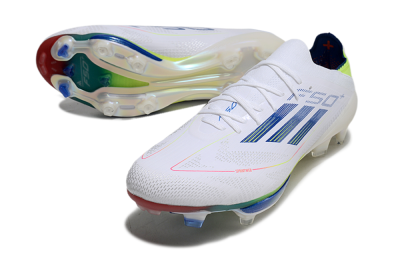 Adidas F50+ Lightstrike Pro FG Football Boots - White/Blue/Yellow