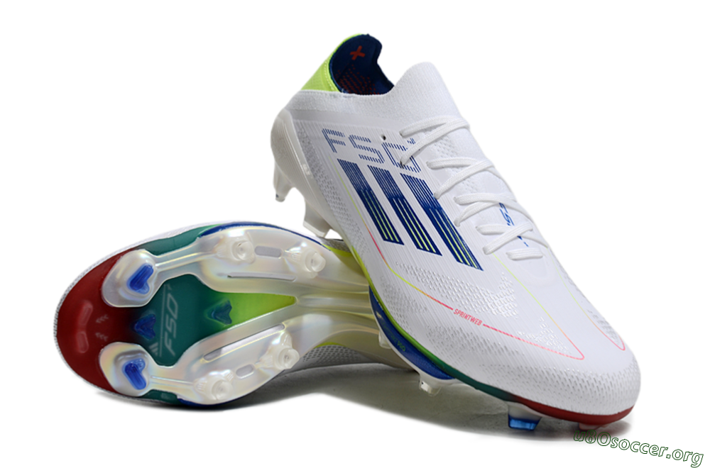 Adidas F50+ Lightstrike Pro FG Football Boots - White/Blue/Yellow 4