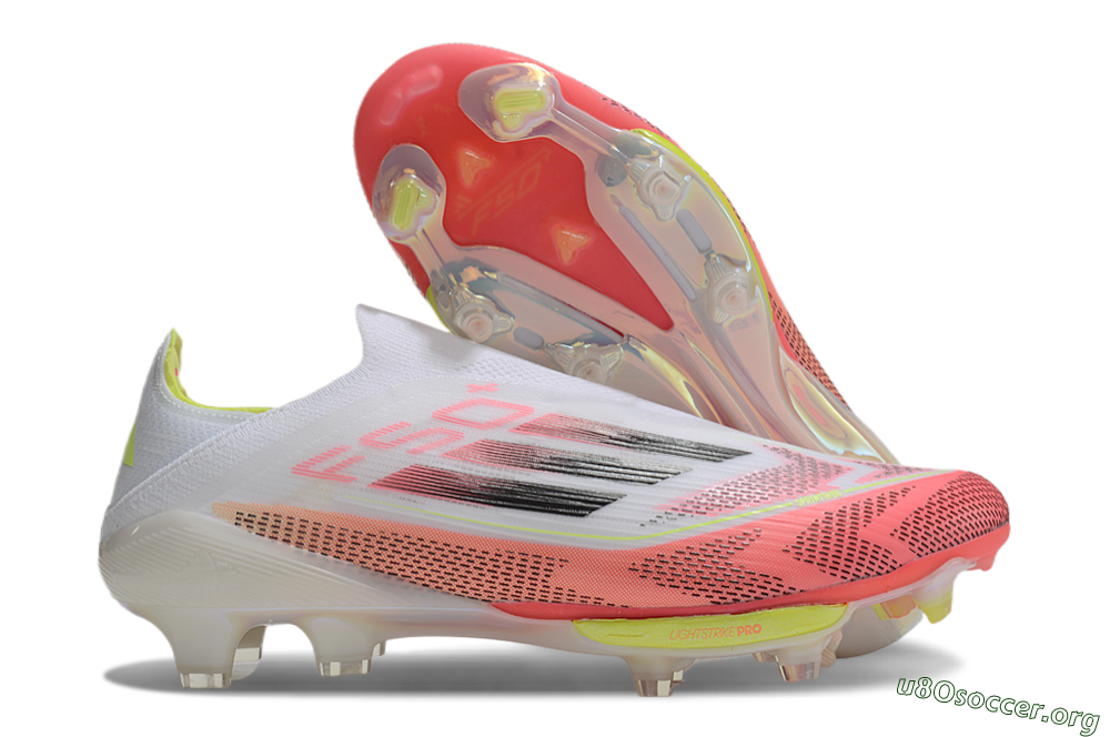 Adidas F50+ Lightstrike Pro Laceless FG Football Boots - White/Red/Yellow/Black 2