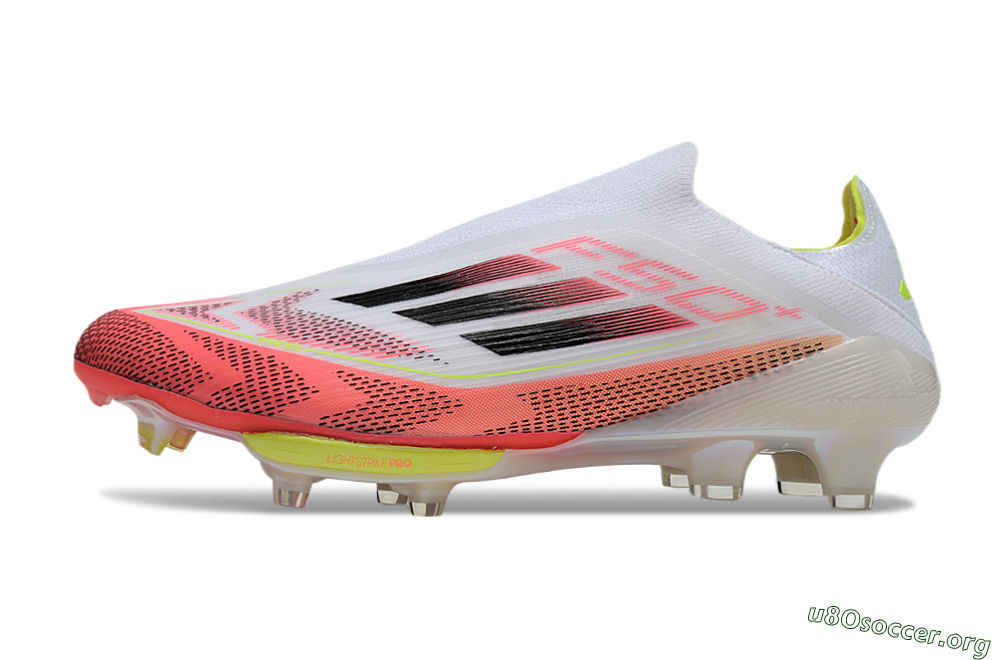 Adidas F50+ Lightstrike Pro Laceless FG Football Boots - White/Red/Yellow/Black 3