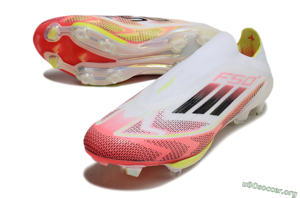 Adidas F50+ Lightstrike Pro Laceless FG Football Boots - White/Red/Yellow/Black 0