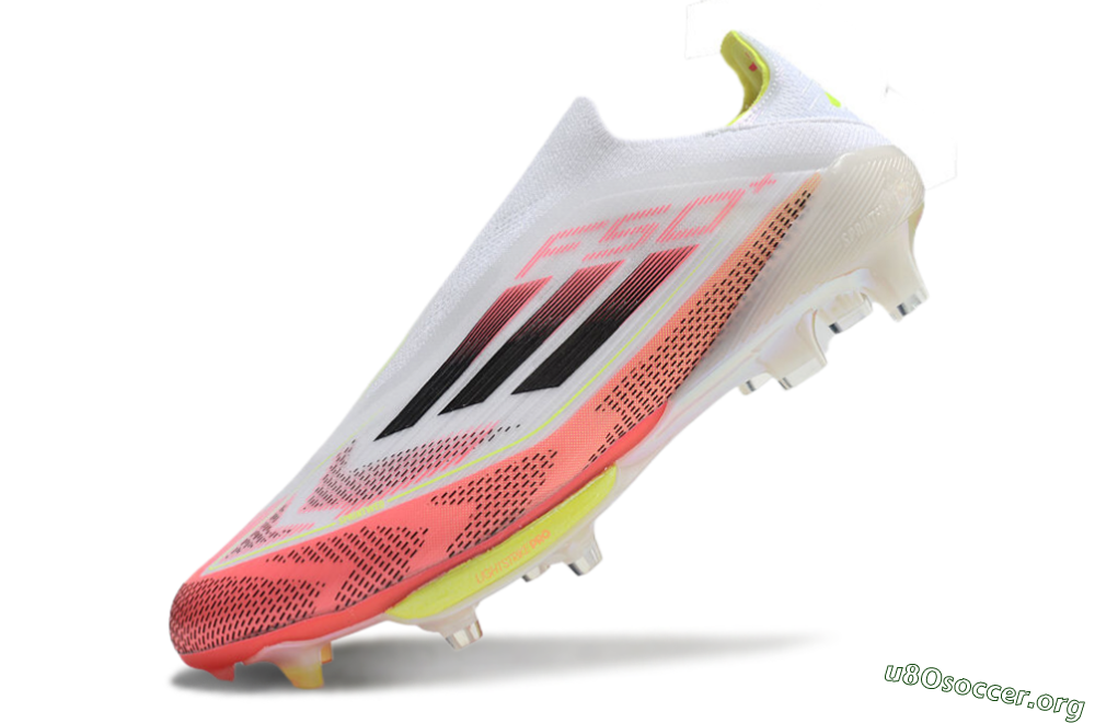 Adidas F50+ Lightstrike Pro Laceless FG Football Boots - White/Red/Yellow/Black 6
