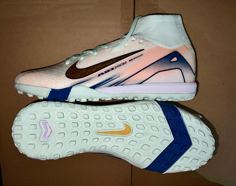 Nike Air Zoom Mercurial Superfly 10 Elite TF Football Shoes - White/Gold/Blue/Pink
