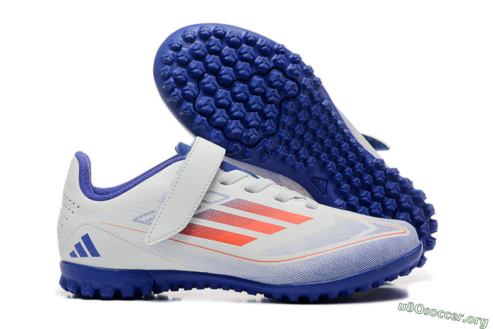 Kids Adidas Predator Elite TF Football Shoes - White/Blue/Red 2