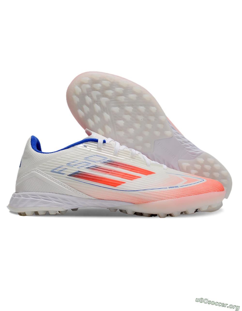 Adidas F50 Pro TF Football Shoes - White/Red/Blue 2