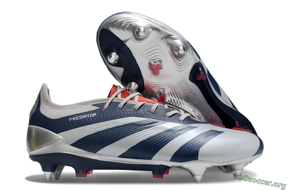 Adidas Predator 24 Elite SG Football Boots - Silver/Blue/Red 2