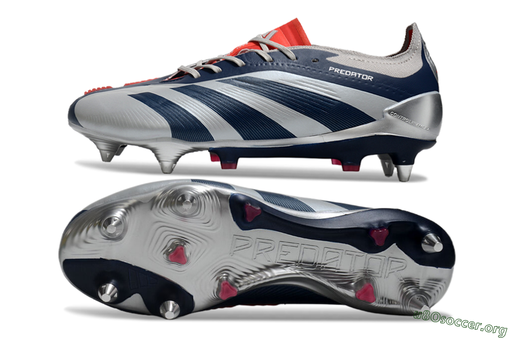 Adidas Predator 24 Elite SG Football Boots - Silver/Blue/Red 1