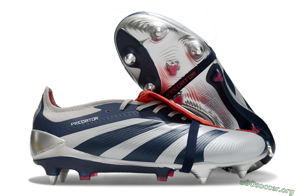 Adidas Predator Elite Foldover Tongue SG Football Boots - Silver/Blue/Red 2