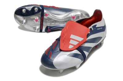 Adidas Predator Elite Foldover Tongue SG Football Boots - Silver/Blue/Red