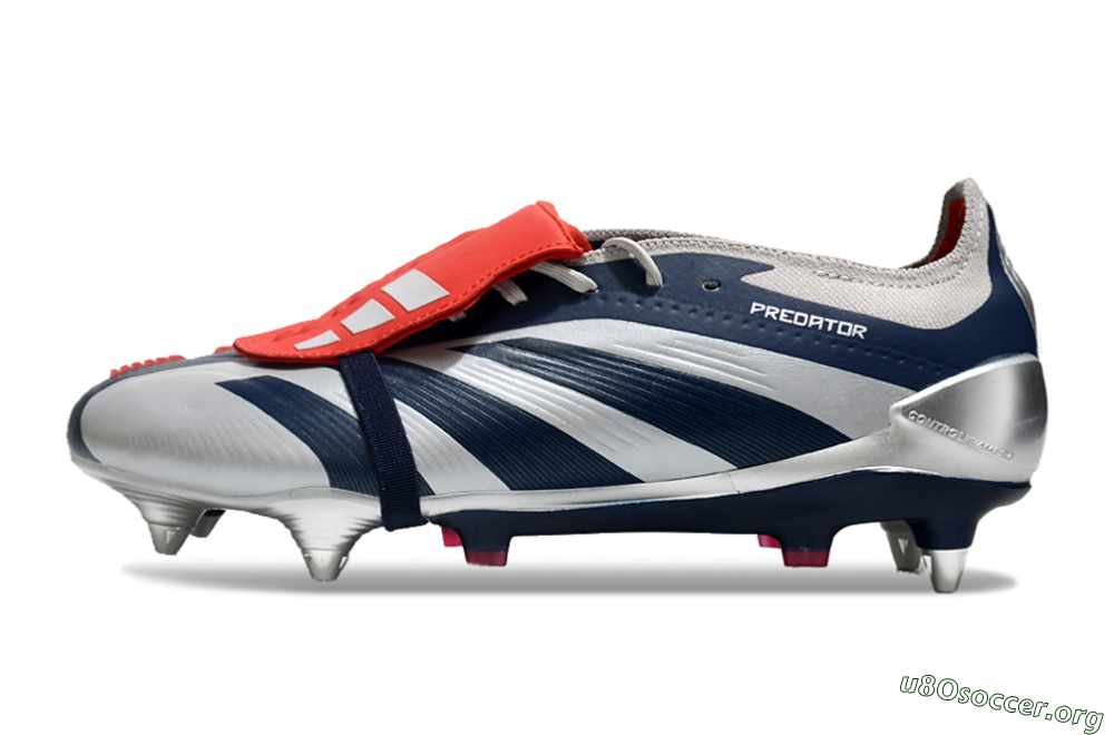Adidas Predator Elite Foldover Tongue SG Football Boots - Silver/Blue/Red 3