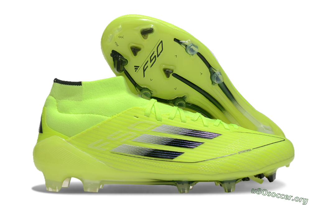 Adidas F50 Elite Mid FG Football Boots - Yellow/Blue/White 2