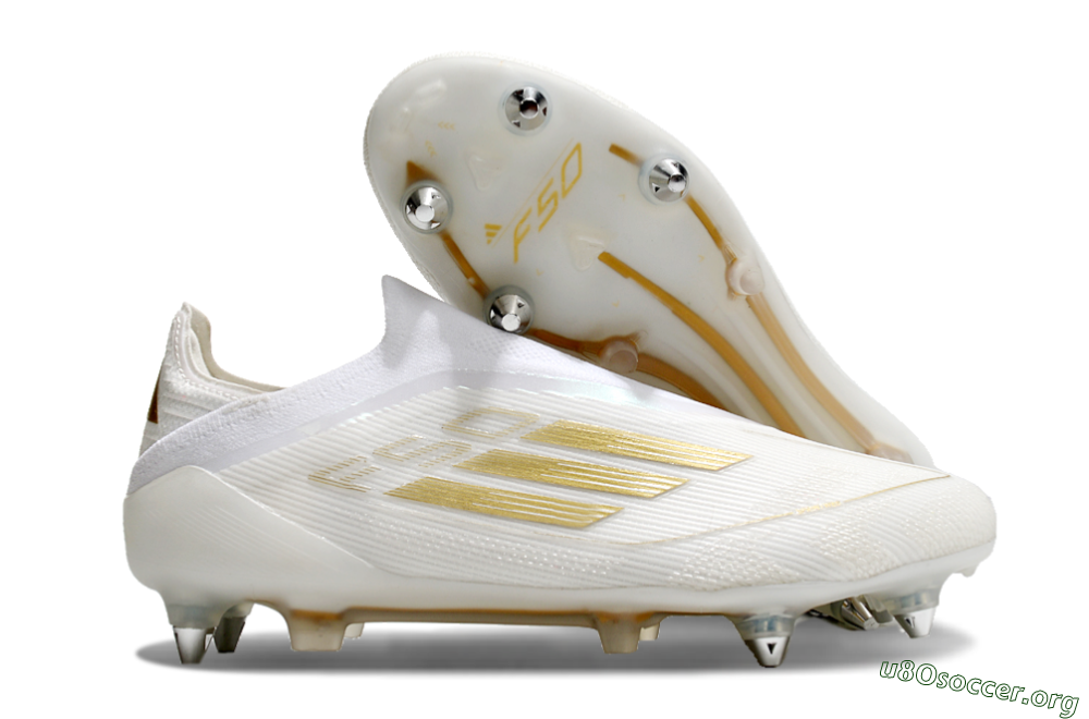Adidas F50 Elite Laceless SG Football Boots - White/Gold 2