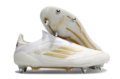 Adidas F50 Elite Laceless SG Football Boots - White/Gold