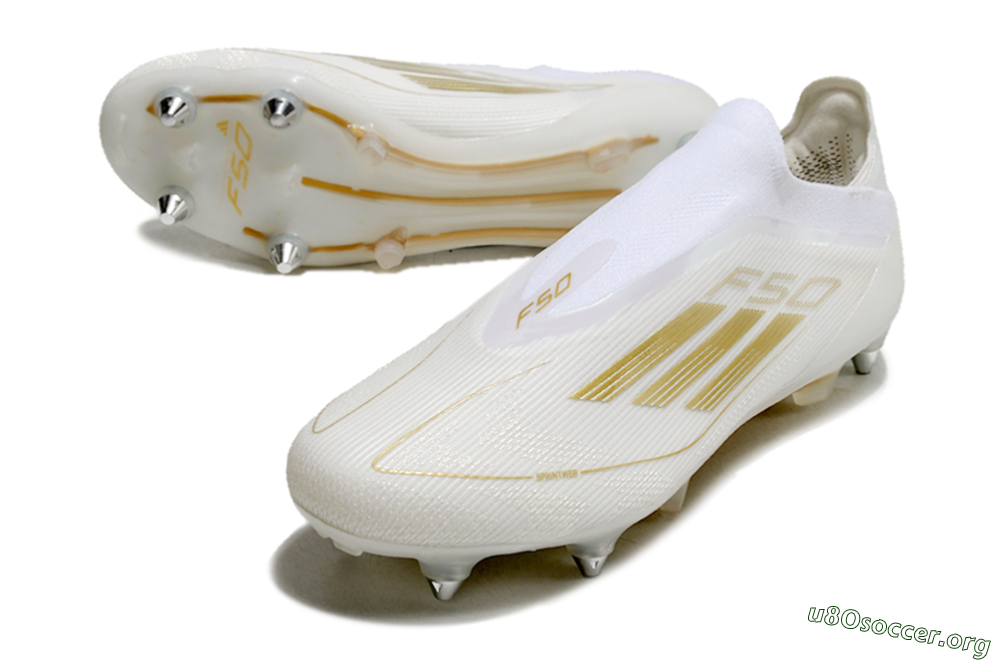 Adidas F50 Elite Laceless SG Football Boots - White/Gold 0