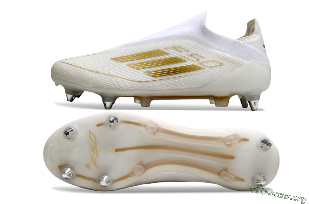 Adidas F50 Elite Laceless SG Football Boots - White/Gold 1