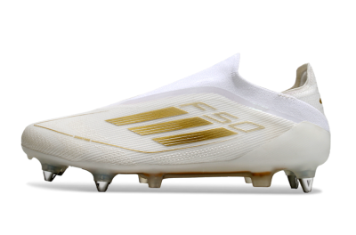 Adidas F50 Elite Laceless SG Football Boots - White/Gold