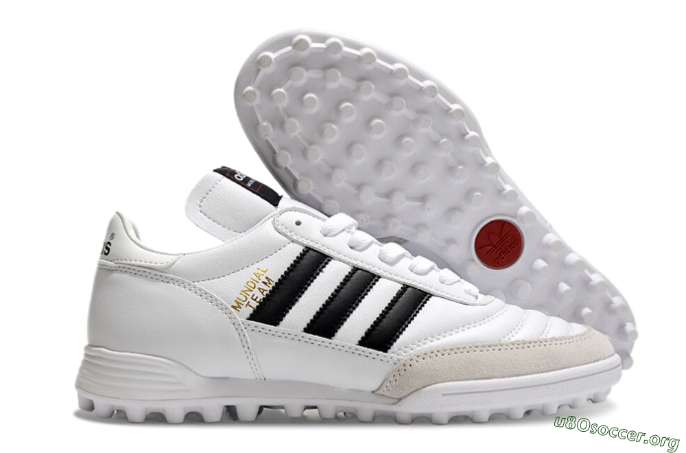 Adidas Mundial Team Astro TF Football Shoes - White/Black/Gold 2
