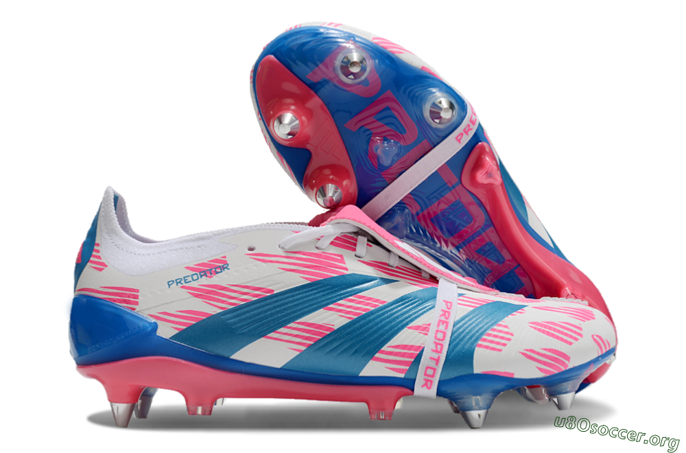 Adidas Predator Elite Foldover Tongue SG Football Boots - White/Pink/Blue 2