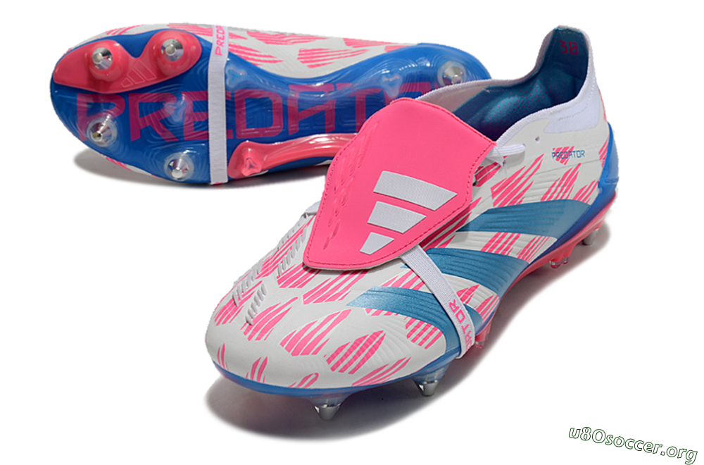 Adidas Predator Elite Foldover Tongue SG Football Boots - White/Pink/Blue 4