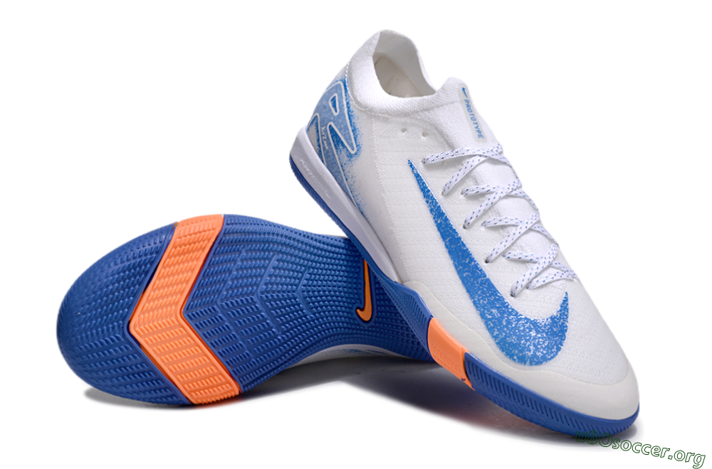 Nike Air Zoom Mercurial Vapor 16 Elite IC Football Shoes - White/Blue/Orange 4