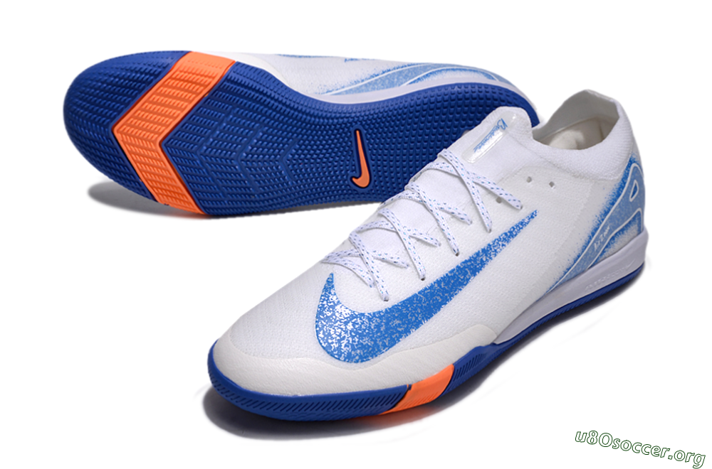 Nike Air Zoom Mercurial Vapor 16 Elite IC Football Shoes - White/Blue/Orange 0
