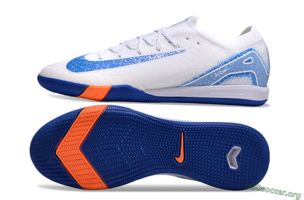 Nike Air Zoom Mercurial Vapor 16 Elite IC Football Shoes - White/Blue/Orange 1