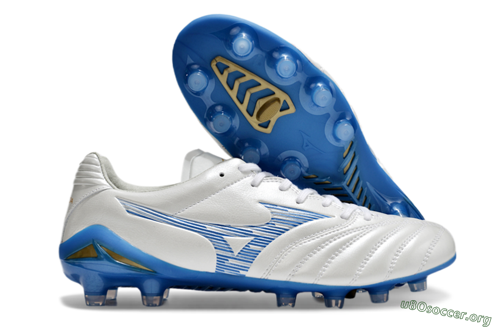 Mizuno Morelia Neo 4 FG Football Boots - White/Blue/Gold 2
