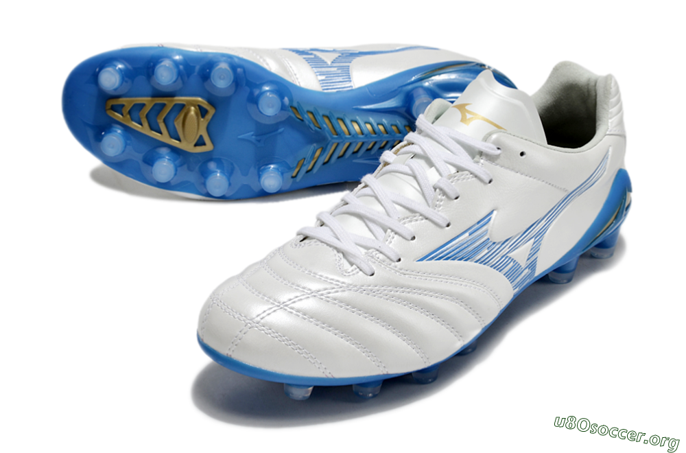 Mizuno Morelia Neo 4 FG Football Boots - White/Blue/Gold 0
