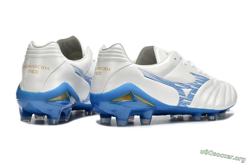 Mizuno Morelia Neo 4 FG Football Boots - White/Blue/Gold 6